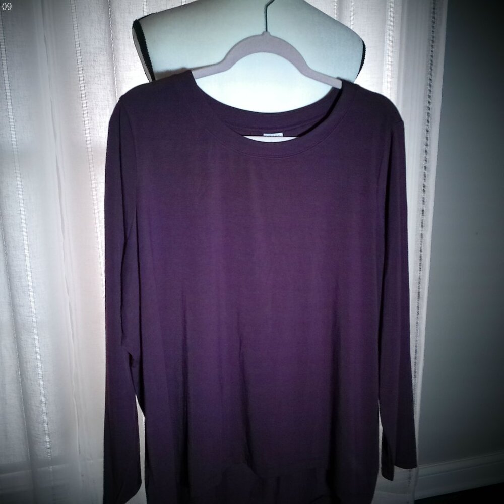 ATHLETA Tee Long Sleeve Hi Lo Hem Purple NWOT XL - Picture 2 of 9